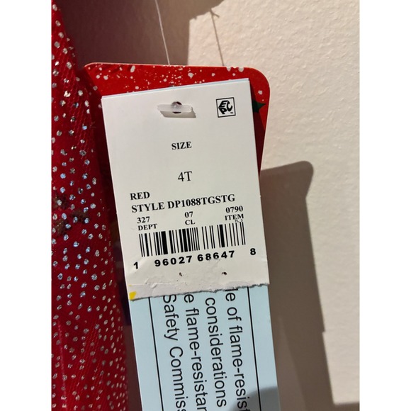 Disney Princess Red Sparkle Mesh Dress Girls Size 4T Short Sleeve Shimmer - Picture 4 of 5